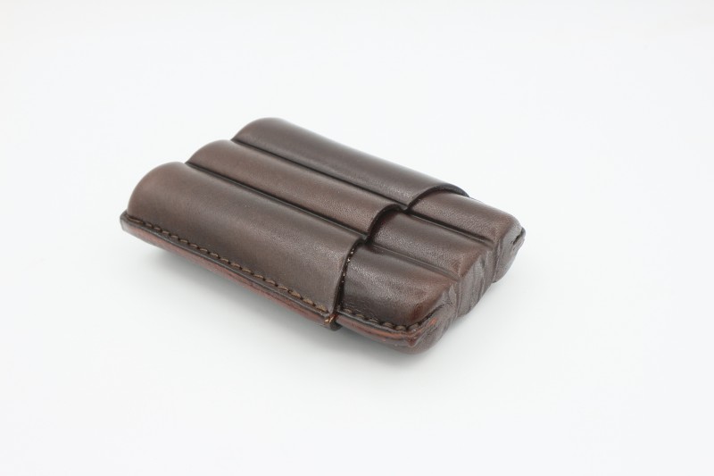 Cigar Case Lubinski Dark Brown Leather for 3