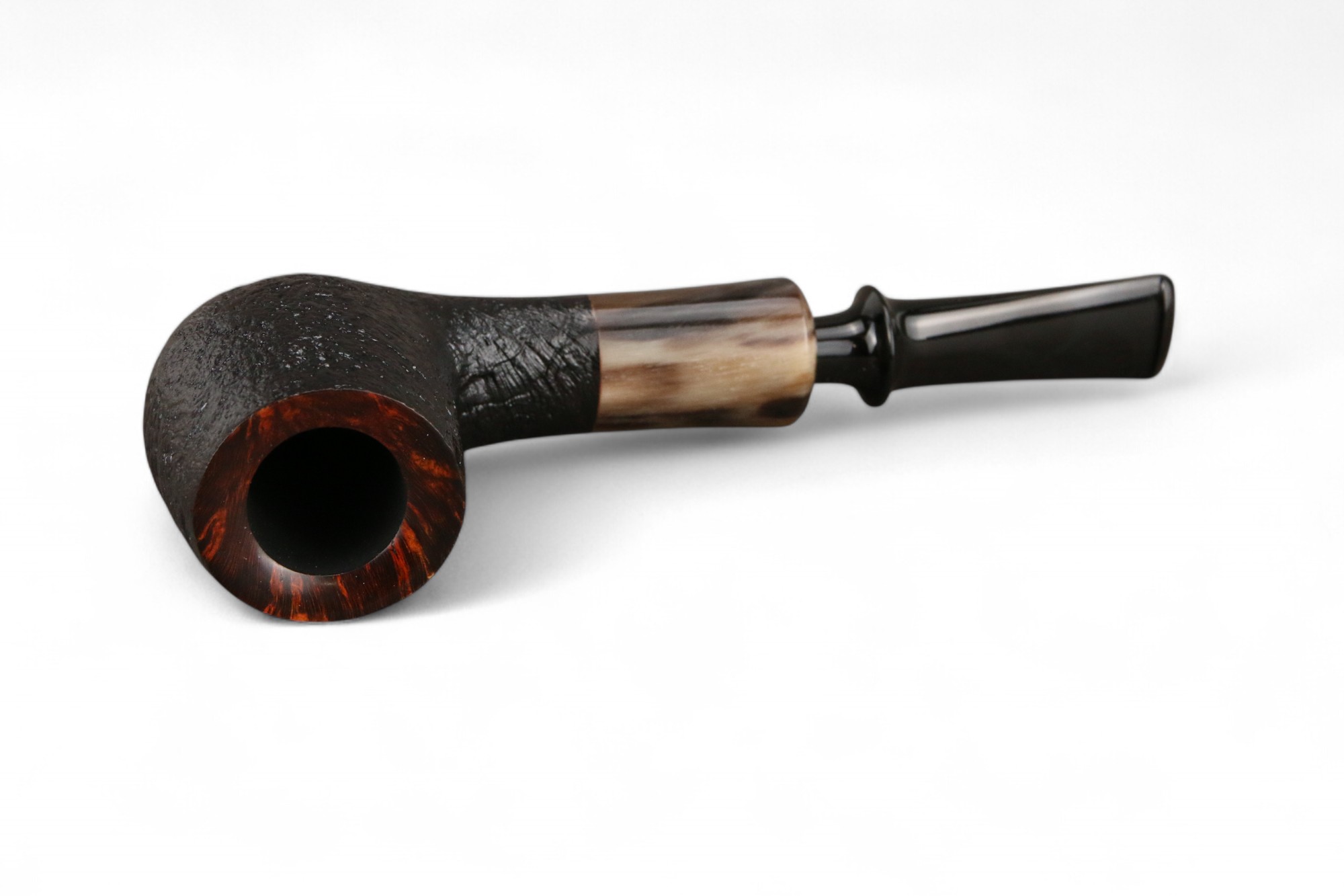 Pipa GH Zhang Billiard Sabbiata Nera con inserto in corno DQ design - immagine 7