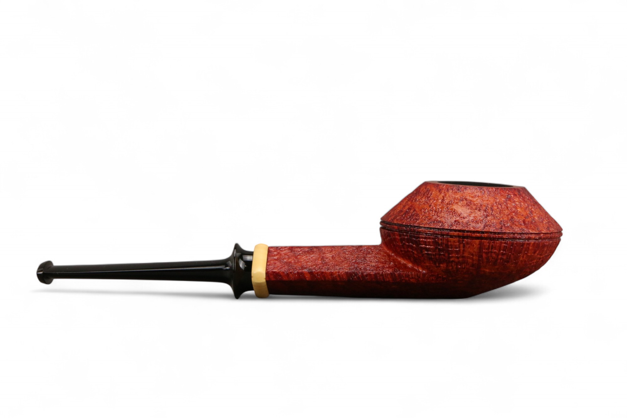 Pipa GH. Zhang Squat Bulldog Sabbiata Rossa con inserto in bosso S Ailarov design 20° Anniversario - immagine 3