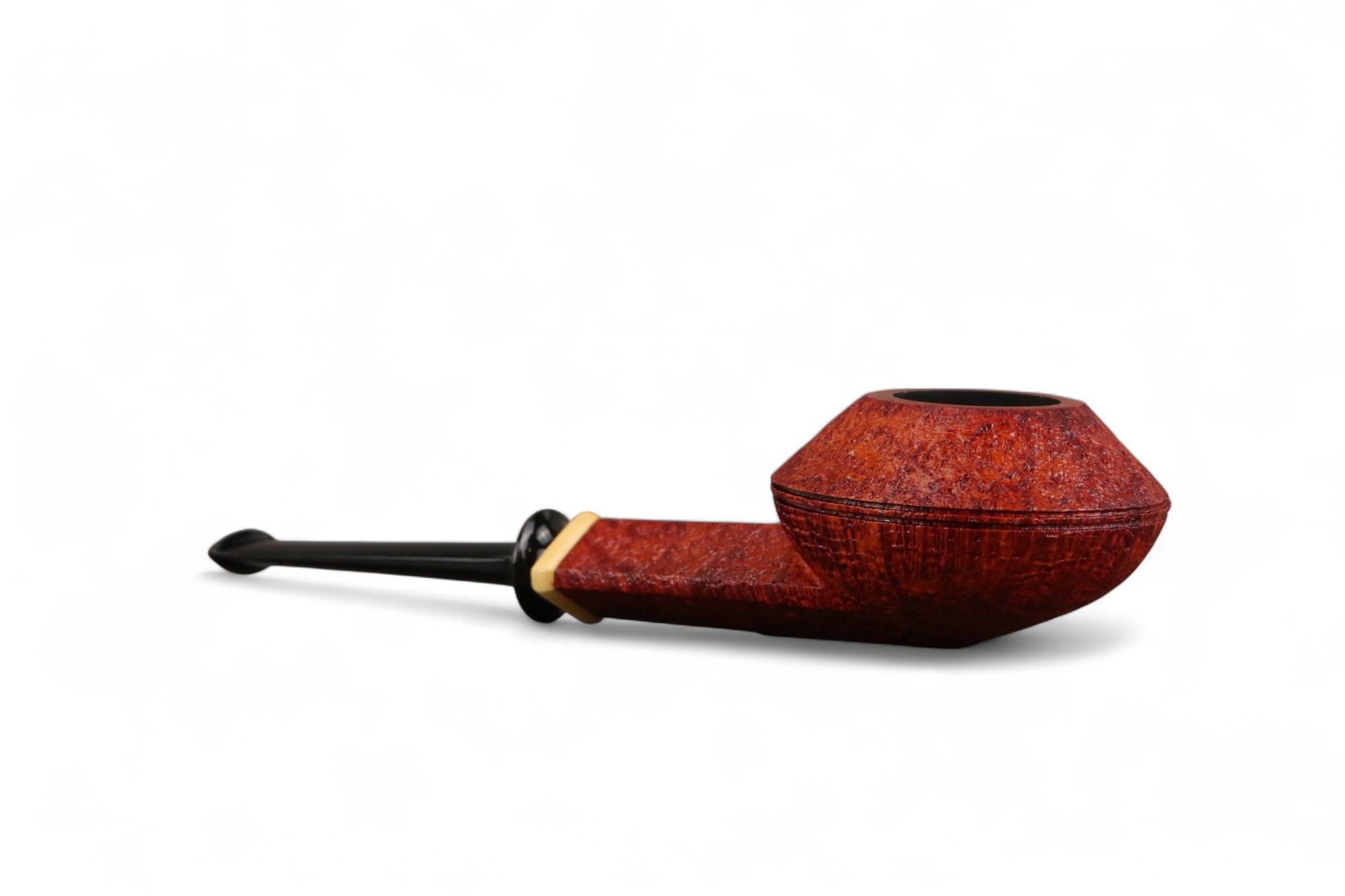 Pipa GH. Zhang Squat Bulldog Sabbiata Rossa con inserto in bosso S Ailarov design 20° Anniversario - immagine 4