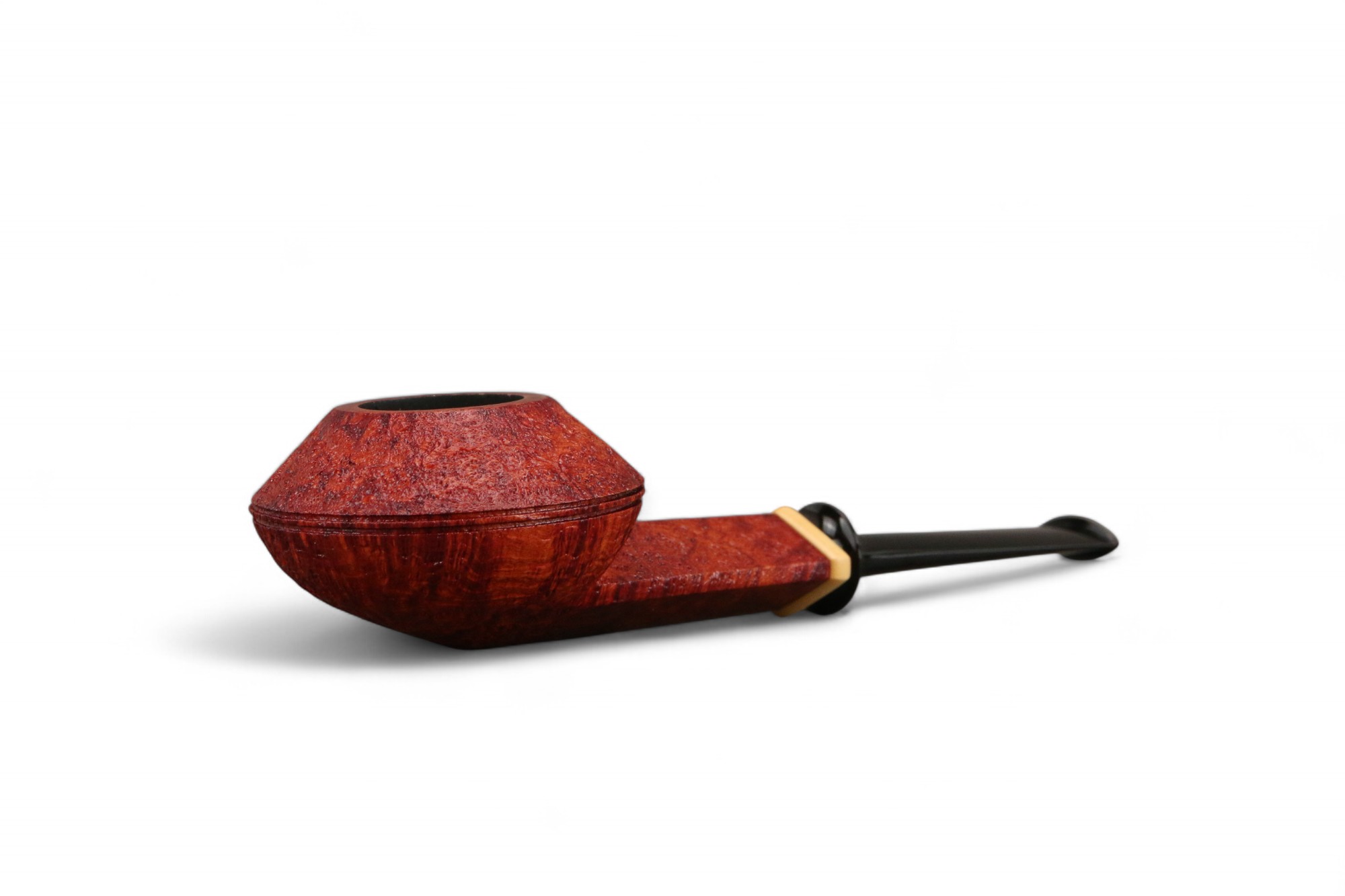 Pipa GH. Zhang Squat Bulldog Sabbiata Rossa con inserto in bosso S Ailarov design 20° Anniversario - immagine 5