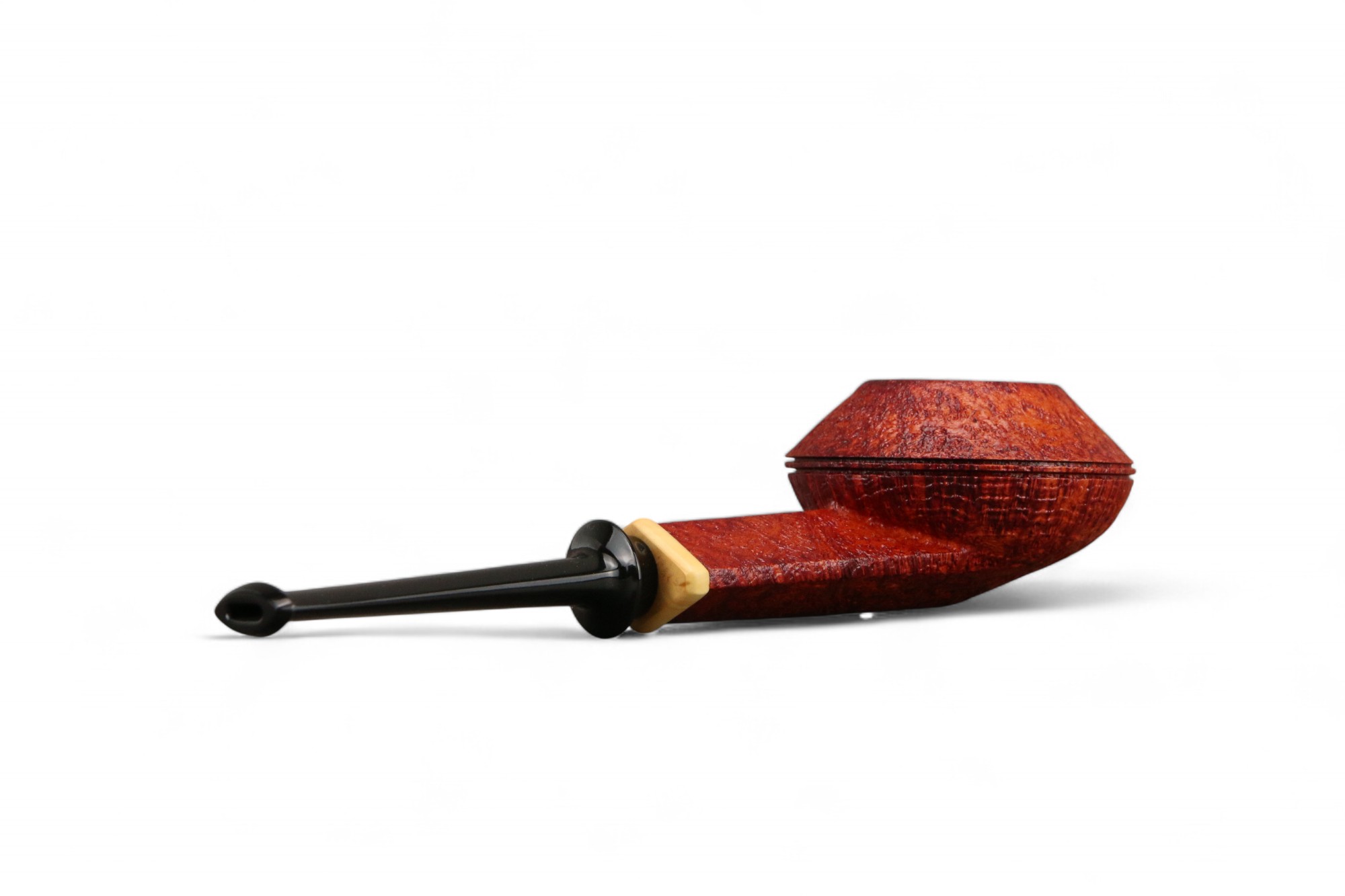 Pipa GH. Zhang Squat Bulldog Sabbiata Rossa con inserto in bosso S Ailarov design 20° Anniversario - immagine 7